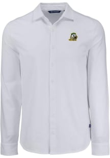 Cutter and Buck Oregon Ducks Mens White Advantage Soft Pique Long Sleeve Dress Shirt