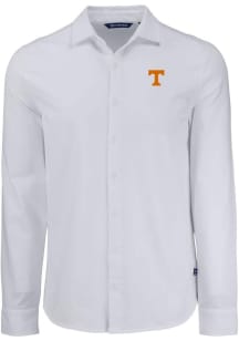 Cutter and Buck Tennessee Volunteers Mens White Advantage Soft Pique Long Sleeve Dress Shirt
