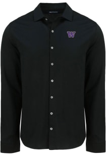 Mens Washington Huskies  Cutter and Buck Advantage Soft Pique Long Sleeve Dress Shirt