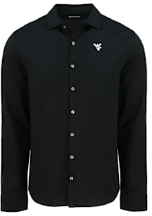 Cutter and Buck West Virginia Mountaineers Mens Black Advantage Soft Pique Long Sleeve Dress Shirt