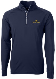 Cutter and Buck Notre Dame Fighting Irish Mens Navy Blue Adapt Stretch Long Sleeve 1/4 Zip Pullo..