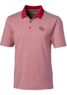 Cutter and Buck Oklahoma Sooners Mens Red Forge Tonal Stripe Short Sleeve Polo