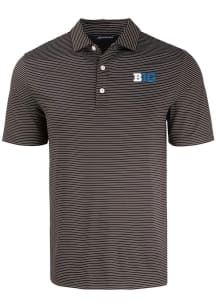 Cutter and Buck Big Ten Mens Black Forge Eco Fine Line Short Sleeve Polo