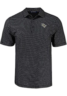Cutter and Buck UCF Knights Mens Black Pike Shadow Check Short Sleeve Polo