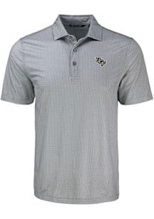 Cutter and Buck UCF Knights Mens Grey Pike Shadow Check Short Sleeve Polo