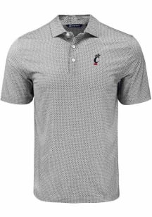 Mens Cincinnati Bearcats Black Cutter and Buck Pike Diamond Dot Short Sleeve Polo Shirt