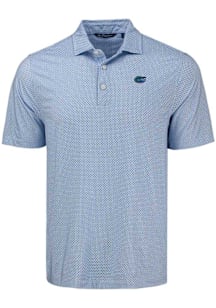 Cutter and Buck Florida Gators Mens Blue Pike Diamond Dot Short Sleeve Polo