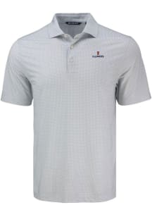 Mens Illinois Fighting Illini Grey Cutter and Buck Pike Diamond Dot Short Sleeve Polo Shirt