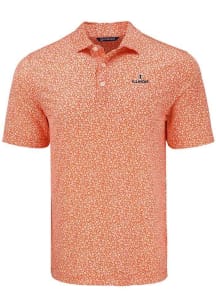 Mens Illinois Fighting Illini Orange Cutter and Buck Pike Flora Short Sleeve Polo Shirt