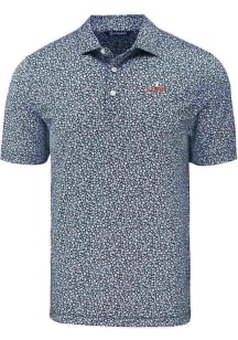 Mens Illinois Fighting Illini Navy Blue Cutter and Buck Pike Flora Short Sleeve Polo Shirt