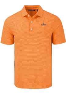 Mens Illinois Fighting Illini Orange Cutter and Buck Forge Eco Fine Line Short Sleeve Polo Shirt