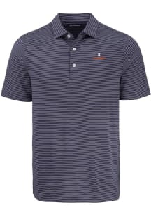 Mens Illinois Fighting Illini Navy Blue Cutter and Buck Forge Eco Fine Line Short Sleeve Polo Sh..