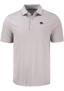 Mens Iowa Hawkeyes Grey Cutter and Buck Forge Eco Fine Line Short Sleeve Polo Shirt