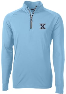 Cutter and Buck Xavier Musketeers Mens Light Blue Adapt Stretch Long Sleeve 1/4 Zip Pullover