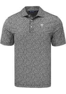 Mens K-State Wildcats Black Cutter and Buck Pike Flora Short Sleeve Polo Shirt