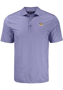 Cutter and Buck LSU Tigers Mens Pink Pike Shadow Check Short Sleeve Polo