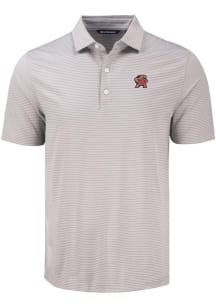 Mens Maryland Terrapins Grey Cutter and Buck Forge Eco Fine Line Short Sleeve Polo Shirt