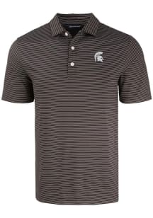 Mens Michigan State Spartans Black Cutter and Buck Forge Eco Fine Line Short Sleeve Polo Shirt