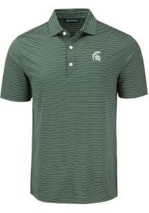 Mens Michigan State Spartans Green Cutter and Buck Forge Eco Fine Line Short Sleeve Polo Shirt