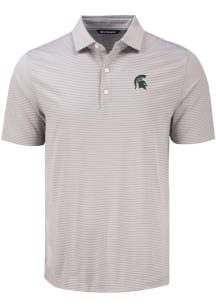 Mens Michigan State Spartans Grey Cutter and Buck Forge Eco Fine Line Short Sleeve Polo Shirt