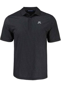 Mens Minnesota Golden Gophers Black Cutter and Buck Pike Shadow Check Short Sleeve Polo Shirt