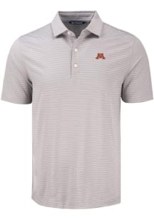 Mens Minnesota Golden Gophers Grey Cutter and Buck Forge Eco Fine Line Short Sleeve Polo Shirt