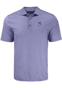 Mens Northwestern Wildcats Pink Cutter and Buck Pike Shadow Check Short Sleeve Polo Shirt