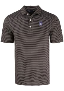 Mens Northwestern Wildcats Black Cutter and Buck Forge Eco Fine Line Short Sleeve Polo Shirt