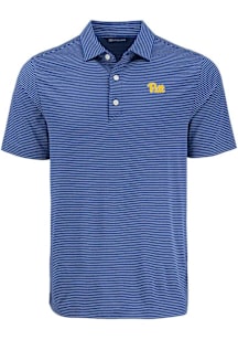 Cutter and Buck Pitt Panthers Mens Blue Forge Eco Fine Line Short Sleeve Polo