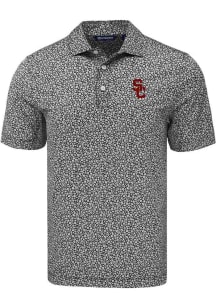 Mens USC Trojans  Cutter and Buck Pike Flora Short Sleeve Polo Shirt