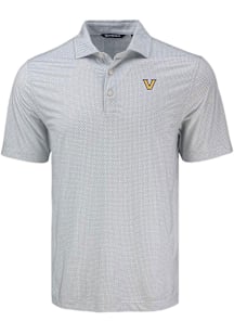 Cutter and Buck Vanderbilt Commodores Mens Grey Pike Diamond Dot Short Sleeve Polo