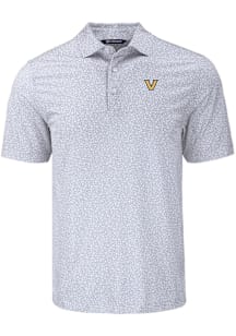 Cutter and Buck Vanderbilt Commodores Mens Grey Pike Flora Short Sleeve Polo