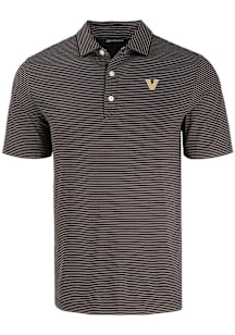 Cutter and Buck Vanderbilt Commodores Mens Black Forge Eco Fine Line Short Sleeve Polo