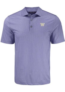 Mens Washington Huskies Pink Cutter and Buck Pike Shadow Check Short Sleeve Polo Shirt