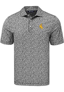 Cutter and Buck Wyoming Cowboys Mens Black Pike Flora Short Sleeve Polo