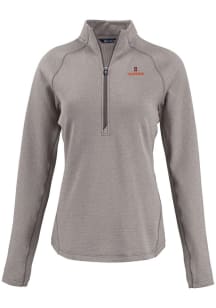 Womens Illinois Fighting Illini Grey Cutter and Buck Pehastin Qtr Zip