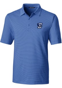 Cutter and Buck Creighton Bluejays Mens Blue Forge Pencil Stripe Short Sleeve Polo