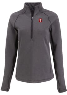 Womens Indiana Hoosiers Black Cutter and Buck Pehastin Qtr Zip