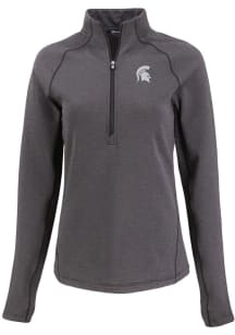 Womens Michigan State Spartans Black Cutter and Buck Pehastin Qtr Zip