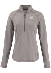 Womens Michigan State Spartans Grey Cutter and Buck Pehastin Qtr Zip