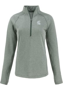 Womens Michigan State Spartans Green Cutter and Buck Pehastin Qtr Zip