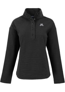 Womens Minnesota Golden Gophers Black Cutter and Buck Hunts Point Qtr Zip