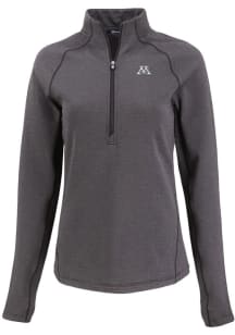 Womens Minnesota Golden Gophers Black Cutter and Buck Pehastin Qtr Zip