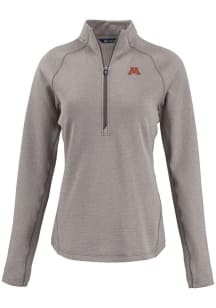 Womens Minnesota Golden Gophers Grey Cutter and Buck Pehastin Qtr Zip