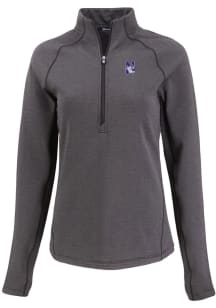 Womens Northwestern Wildcats Black Cutter and Buck Pehastin Qtr Zip