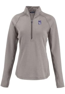 Womens Northwestern Wildcats Grey Cutter and Buck Pehastin Qtr Zip