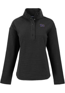 Womens Pitt Panthers Black Cutter and Buck Hunts Point Qtr Zip