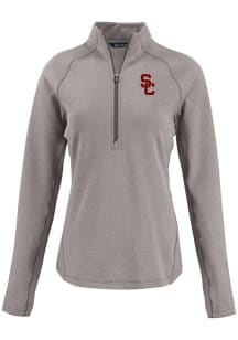 Womens USC Trojans Grey Cutter and Buck Pehastin Qtr Zip