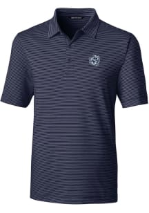 Mens Michigan Wolverines Navy Blue Cutter and Buck Forge Pencil Stripe Short Sleeve Polo Shirt