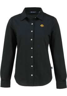 Womens Iowa Hawkeyes  Cutter and Buck Advantage Soft Pique Long Sleeve Dress Shirt